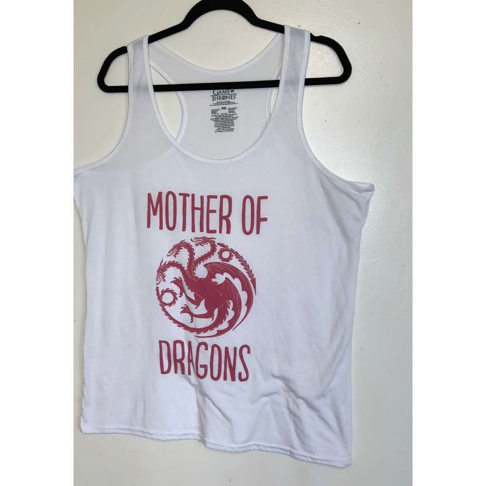 Game Of Thrones Tank Top White And Red Womens XXL Mother Of Dragons Runs Small